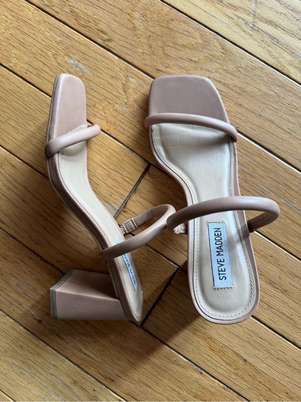Steve Madden Blush Tan Strappy Block Heel Sandals